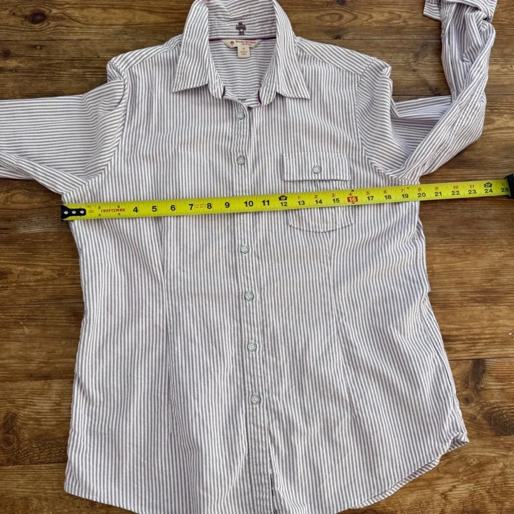 Brooks Brothers (Red Fleece) Stripe Button Down Oxford Shirt Purple White 12 EUC